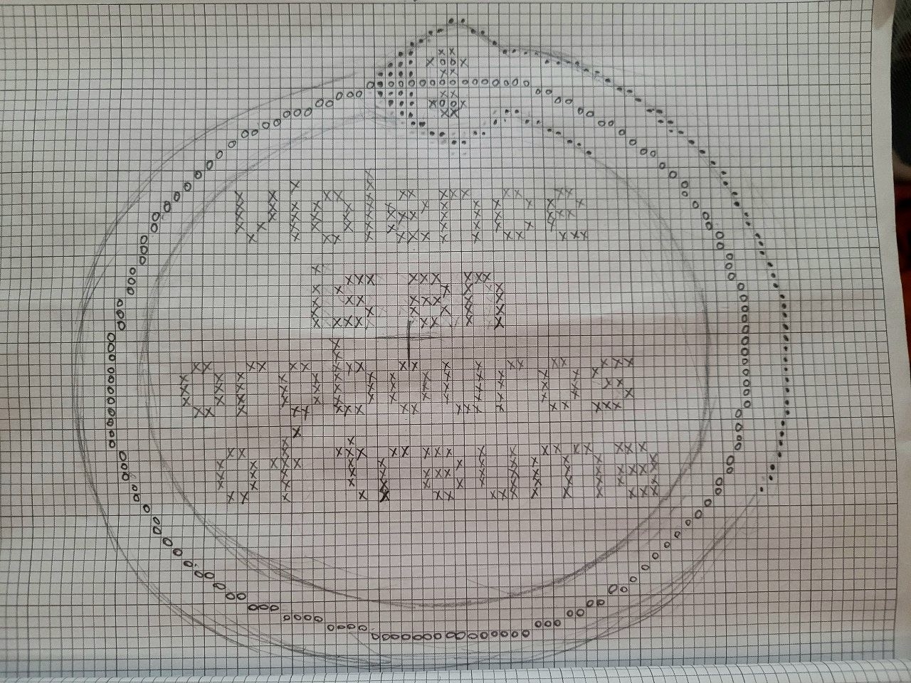 On graph paper, an incomplete diagram of a snake in a circle biting their own tail. Text in the center:
violence is an orobouros of trauma